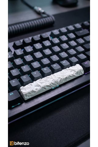Custom Tasarım Mekanik Klavye Spacebar Keycap - 6.25u Uyumlu Özel Dokulu Boşluk Tuşu - Beyaz