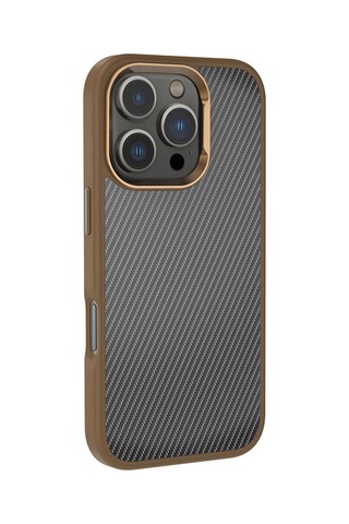 Zore Apple iPhone Uyumlu 16 Pro Max Kılıf Karbon Fiber Görünümlü Parlak Kamera Çerçeveli Omsy Venus Kapak-siyah