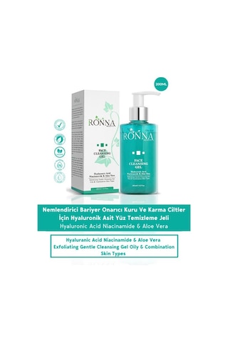 Ronna Beauty Face Cleasing Kuru ve Karma Ciltler İçin Besleyici ve Onarıcı Temizleme Jeli 200 ML