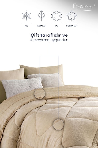 Formeya Lüx  Çift Taraflı Welsoft Tek Kişilik Yorgan Bej