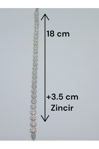 925 Ayar Gümüş Çiçekli Bileklik Işıltılı Taşlarla Zarif Tasarım 9,07 Gr. Beyaz