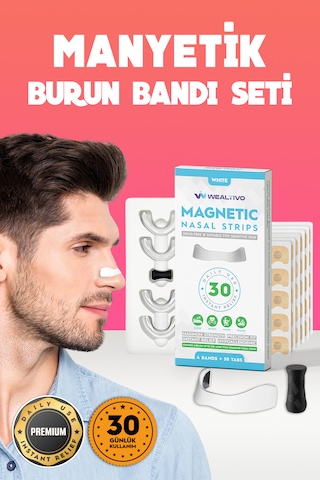 30 Lu Beyaz Manyetik Burun Bandı Mıknatıslı, Kolay Kullanım,