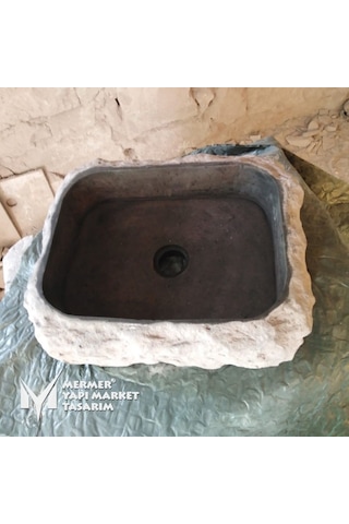 Bazalt Dışı Doğal Patlatma Kare Mini Lavabo