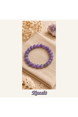 Kunzit Taşı Bileklik 8 Mm, Unisex, Elastik Çok Renkli
