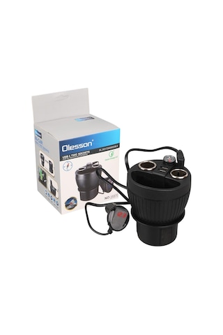 Olesson 1640 12-24v Çiftli Çift Usbli 120w 80cm Kablolu Dijital Ekranlı Araç Çakmak Çoklayıcı