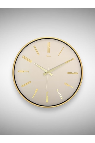 Galaxy 717-a-1 Serisi Klasik Rakamlı Metal Görünümlü Sessiz Akar Modern Duvar Saati 40 Cm Gold