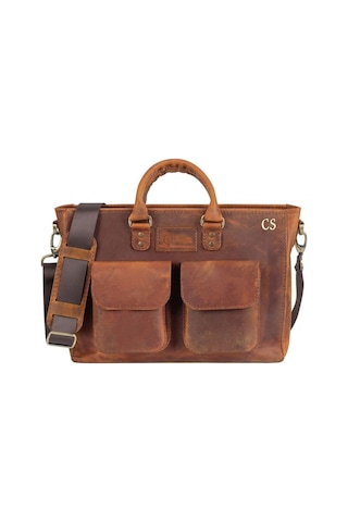 Isminize Özel Deri Evrak / Laptop Çantası-127643 Siyah