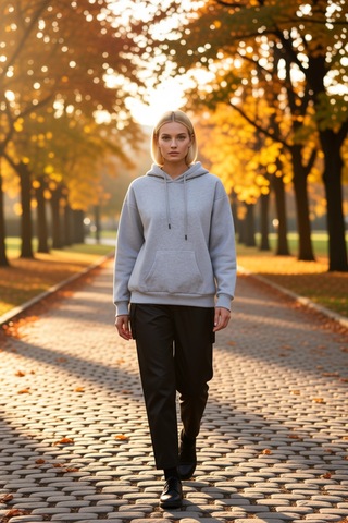 Benerly Kadın Kapüşonlu Düşük Kol Oversize Sweatshirt Fonksiyonel Dayanık Gri Melanj