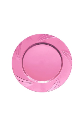 Kullan At Parti Davet Sunum Servis Plastik Sert Mika Tabak - 26 Cm. - Pembe - 6 Adetlik Paket