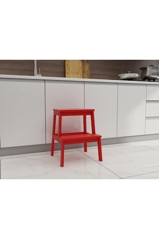 Fastwood Basamaklı Ahşap Tabure Kırmızı