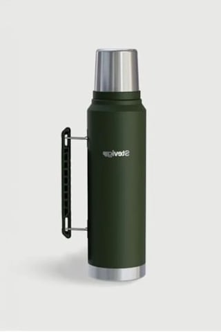Klasik Kulplu Sızdırmaz Çelik Termos, 1.2 Lt Kapasite Açık Beyaz