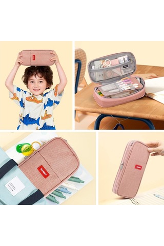 Genişletilebilir Büyük Kapasiteli Kalem Kutusu, Okul Ve Ofis İçin Pratik Kalem Organizer Yeşil