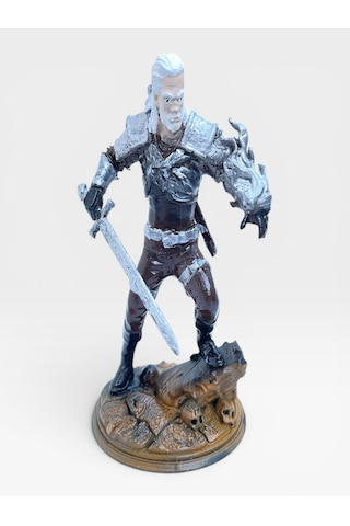 The Witcher Geralt Of Rivia 15 Cm Figür - Ak Kurt Canavar Avcısı Masaüstü Heykeli