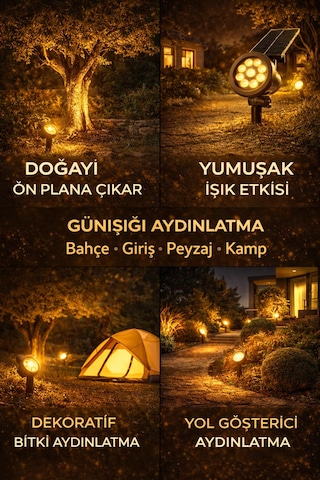 Üneş-solar Enerjili 10 W Yüksek Işık Çim Armetür Amber Renk