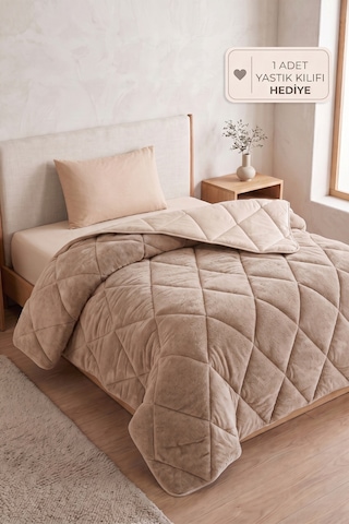 Formeya Lüx Çift Taraflı Welsoft Tek Kişilik Yorgan Bej
