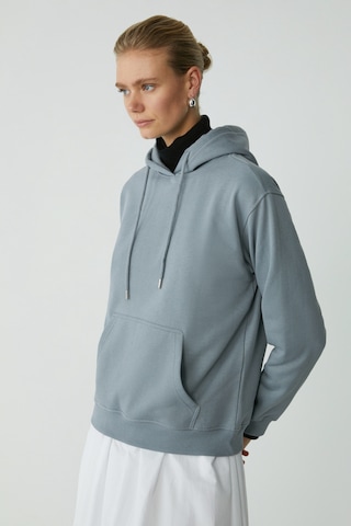 Ethıquet Abelıa Kadın Pamuklu Içi Polarlı Yumuşacık Kalın Kumaşlı Kapüşonlu Örme Comfort Mavi Sweats