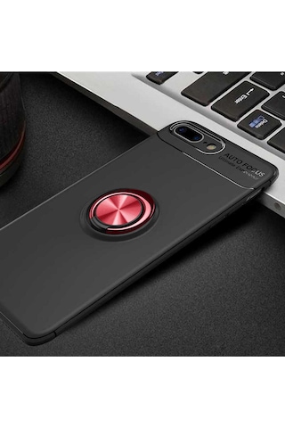 Apple Uyumlu iPhone 8 Plus Kılıf Zore Ravel Silikon Kapak Siyah-Kırmızı