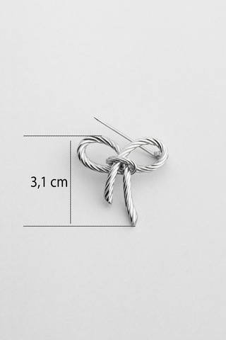 Kurdele 18 Ayar Beyaz Altın Kaplama Gümüş Broş Beyaz Altın Kaplama