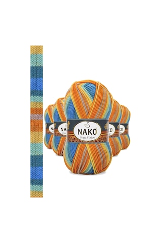 5 Adet Vega Stripe Premium Akrilik El Örgü İpi Yünü No: 82421 RYL-NWNKVS82421-5
