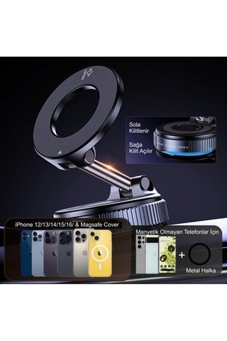 Manyetik Vakum Araç Montaj Telefon Tutucu X68 Stand 360 Ayarlanabilir Katlanabilir Yuvarlak