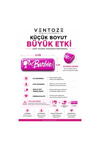 Barbie Damla Etiket 3d Reçine Logo Sticker Oto Araç İçi Dekoratif Aksesuar 6x1,5 Cm