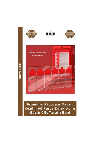 Premium Aksesuar Yaşam Çözüm 60 Parça Kolay Açılır Güçlü Çift Taraflı Bant