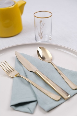 Lugga Nida Gold Tatlı Çatal Kaşık Bıçak Takımı 6 Kişilik 18 Parça Gold