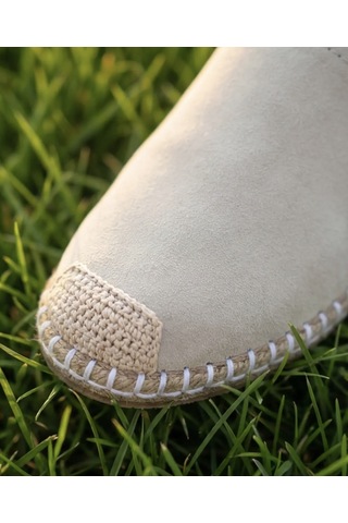Futsishoes Gardenıa Bej Süet Dokulu Hakiki Deri Espadril