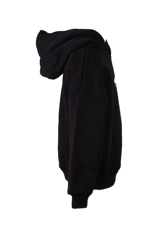 Trender Baskı Kapüşonlu Siyah Kız Çocuk Sweatshirt 3 İp Şardonlu California SiYAH