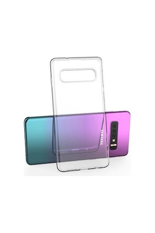Samsung Galaxy S10 Plus İle Uyumlu Kılıf Şeffaf Kamera Korumalı Esnek Silikon Telefon Kılıfı Kapak