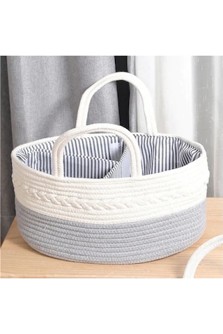 Bebek Bezi Sepeti Organizatörü - 3 Cebli Ekstra Büyük Bezi Sepeti İpli Kreş Depolama Kutusu 2XL 10'lu