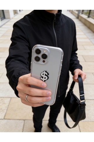 Dolar Sembolu Beyaz Rengi Telefon Sticker 3d Metal Tasarım, Arka Süs A300140