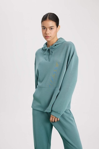 DeFacto Fit Oversize Geniş Kalıp Premium Kapüşonlu Kanguru Cepli Sporcu Kadın Sweatshirt - Yeşil B5206AX24SPGN1191