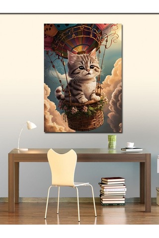 Kanvas Tablo Balon Turu Yapan Kedi 70cmx100cm