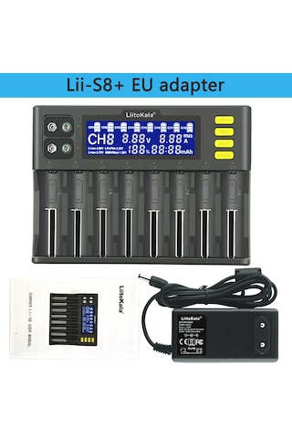 Liitokala Lii-s8 Pil Şarj Cihazı Li-ion 3.7v Nimh 1.2v Li-fepo4 3.2v Imr 3.8v Şarj Cihazı İçin 18650 26650 21700 26700 Aa Aaa