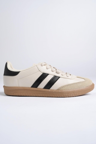 Muggo Gordon Unisex Ortopedik Günlük Garantili Bağcıklı Yürüyüş Koşu Sneaker Spor Ayakkabı Bej