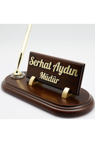 Tek Kalemli Ahşap Kabartma Masa İsimliği Ahşap Masa İsimlik