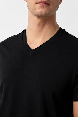 Süvari Siyah Slim Fit Düz V Yaka Tişört