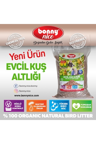 Bonny Nice Organik Çam Pelet Evcil Kuş Altlığı 5 Kg 9 l