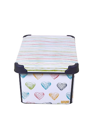 Style Box Colored Zigzag Dekoratif Oyuncak Kutusu 10 Litre Gri Çok Renkli