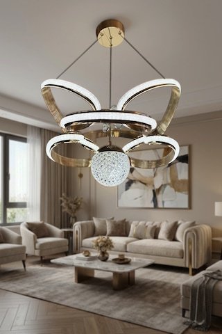 Kral Tacı Simli Tek Toplu Led Avize Modern Lüks Tasarım Çok Renkli