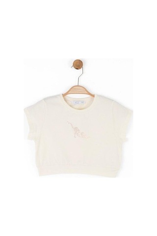 Nk Kids Kız Çocuk Pamuklu Crop Tshirt-15554 Bej