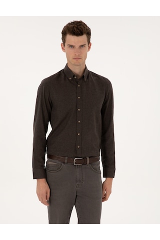 Pierre Cardin Erkek Kahverengi Gömlek Desenli 50316751-vr029 Kahverengi
