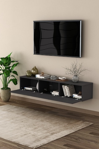 Asra Trend Tv Ünitesi Tv Sehpası T-27 %100 MDF Duvara Monte Askılı Ünite Antrasit