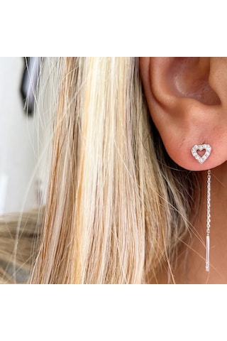 Simurg Jewellery 14 Ayar Beyaz Altın Taşlı Küpe