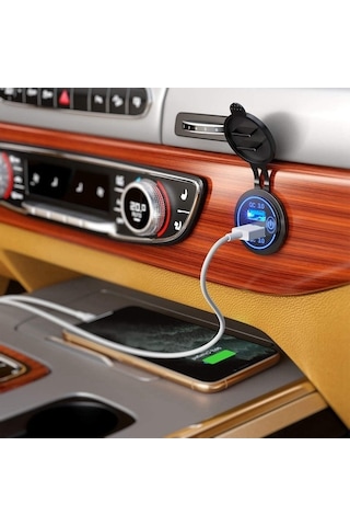 Novahub Hızlı Şarj 3.0 Çift Usb Araç Şarj Cihazı 12v 36w Anahtarlı Tekne Motosiklet İçin Yeşil