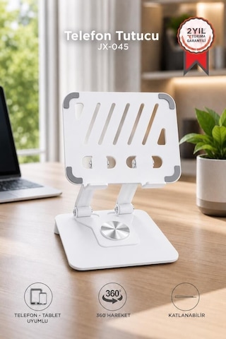 Özel Üretim Konfor Destek Ergonomik Katlanabilir Masaüstü Telefon Tablet Tutucu Jx045 Beyaz Diğer