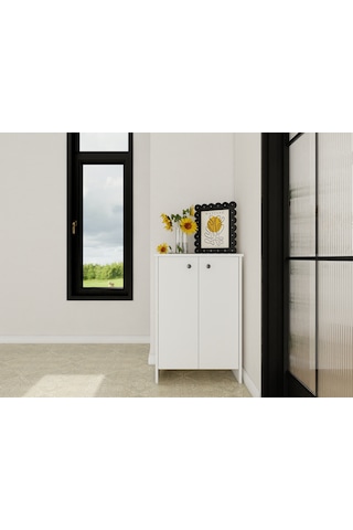 Assos 2 Kapaklı Ayakkabılık / Dolap Beyaz