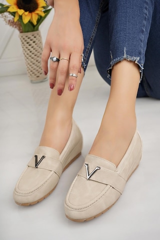 Nesilshoes Nesil Shoes Minal Gd06 Bej Gizli Topuk Kadın Ayakkabı
