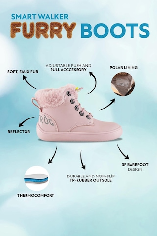 Hopfrög Furry Boots Pembe Lotus Barefoot Çocuk Botu Pembe